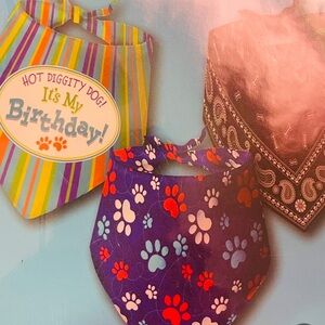 New in package a three pack of adorable dog bandanas 28 inches long